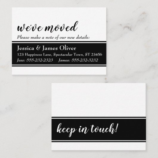 Vet We hebben Kaart verplaatst, wit met zwarte str Visitekaartje (Voorkant / Achterkant)
