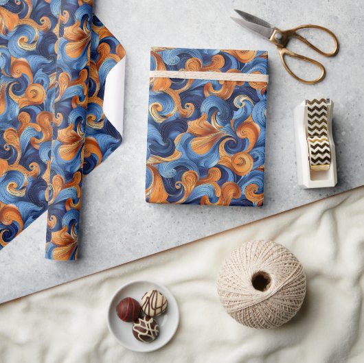 Vet wervelend Abstract patroon in Deep Blues Cadeaupapier (Crafts)