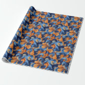Vet wervelend Abstract patroon in Deep Blues Cadeaupapier (Uitgerold)