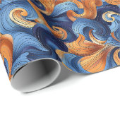 Vet wervelend Abstract patroon in Deep Blues Cadeaupapier (Rol Hoek)