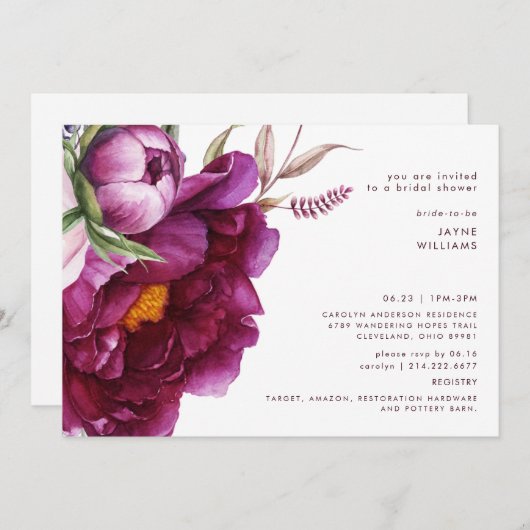 Vet Wijn Bloemen Modern Font Vrijgezellenfeest Kaart (Voorkant / Achterkant)