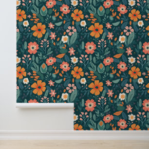 Vet Wildbloemen Bloemgroen Behang