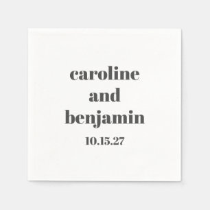 Vet Wit Chic Modern Huwelijk Gepersonaliseerd Servet
