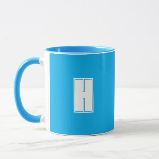 Vet wit initiaal helderblauw mok (Links)