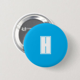 Vet wit initiaal helderblauw ronde button 5,7 cm