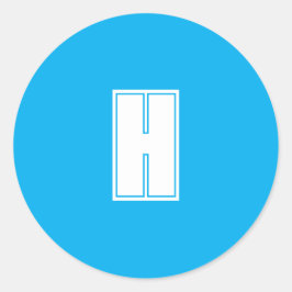 Vet wit initiaal helderblauw ronde sticker