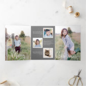 Vet Wit Kalligrafie Script Vakantie Fotokaart Drieluik Uitnodiging (Binnen)