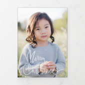 Vet Wit Kalligrafie Script Vakantie Fotokaart Drieluik Uitnodiging (Cover)