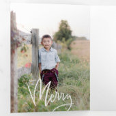 Vet Wit Kalligrafie Script Vakantie Fotokaart Drieluik Uitnodiging (Binnenzijde eerst)