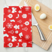 Vet Wit met rode kerst Theedoek (Quarter Fold)