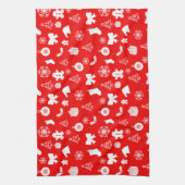 Vet Wit met rode kerst Theedoek (Verticaal)