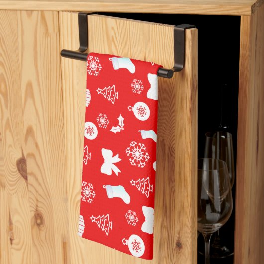 Vet Wit met rode kerst Theedoek (Derde Gevouwen)