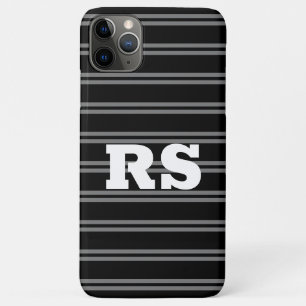 Vet wit monogram, grijze lijnen op zwart Case-Mate iPhone case