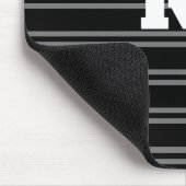 Vet wit monogram, grijze lijnen op zwart muismat (Hoek)