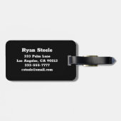 Vet wit monogram, Lt grijze lijnen op zwart Bagagelabel (Achterkant horizontaal)