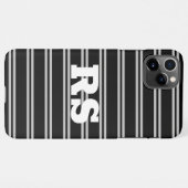 Vet wit monogram, Lt grijze lijnen op zwart iPhone Hoesje (Achterkant horizontaal)