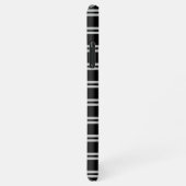 Vet wit monogram, Lt grijze lijnen op zwart iPhone Hoesje (Rechterkant)