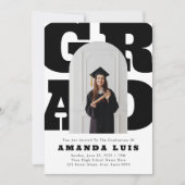 Vet Wit Retro Afstuderen Uitnodiging (Voorkant)