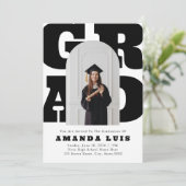 Vet Wit Retro Afstuderen Uitnodiging (Staand voorkant)