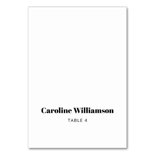 Vet Wit Typografie Custom Table Place Card Kaart (Voorkant)