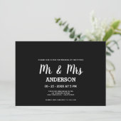 Vet wit zwart handgeschreven script MR MRS bruilof Kaart (Staand voorkant)