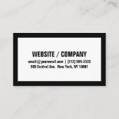 Vet wit/zwart rand visitekaartje met grote tekst (Achterkant)