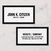 Vet wit/zwart rand visitekaartje met grote tekst (Voorkant / Achterkant)