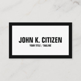 Vet wit/zwart rand visitekaartje met grote tekst