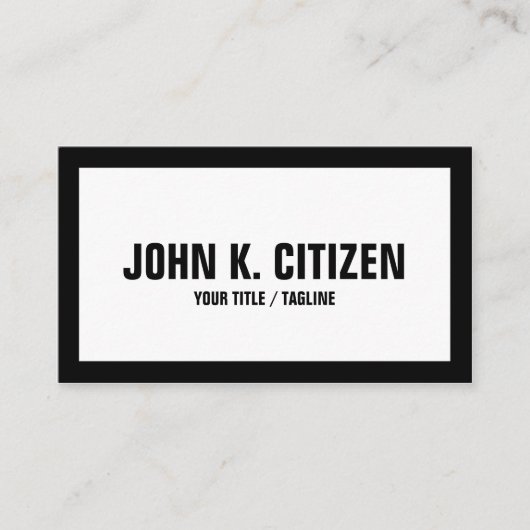 Vet wit/zwart rand visitekaartje met grote tekst (Voorkant)