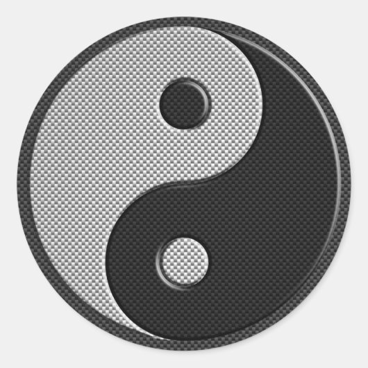 Vet Yin Yang in de afdrukkwaliteit van koolstofvez Ronde Sticker (Voorkant)