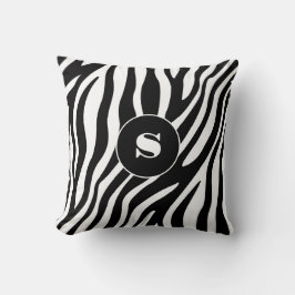 Vet Zebra Streep Zwart-wit met monogram Kussen