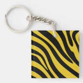 Vet Zebra Strepen in Geel en Zwart Sleutelhanger (Voorkant)