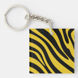Vet Zebra Strepen in Geel en Zwart Sleutelhanger
