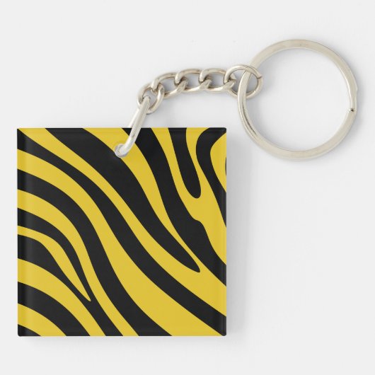 Vet Zebra Strepen in Geel en Zwart Sleutelhanger (Achterkant)