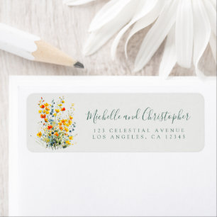 Vet Zomer Bloemen Bruiloft Retouradres Etiket