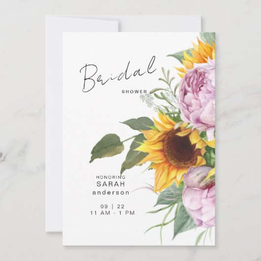 Vet Zonnebloem Roze Bloemen Elegant Vrijgezellenfe Kaart (Voorkant)