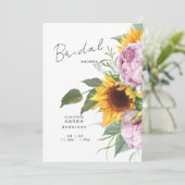 Vet Zonnebloem Roze Bloemen Elegant Vrijgezellenfe Kaart (Staand voorkant)