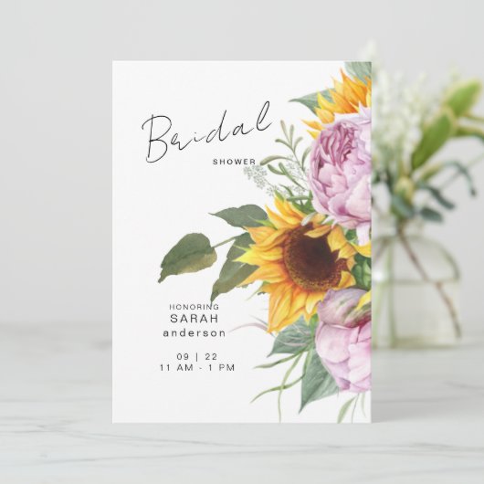 Vet Zonnebloem Roze Bloemen Elegant Vrijgezellenfe Kaart (Staand voorkant)