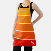 Vet Zonsopgang Rood Sinaasappel Streep Monogram Schort (Insitu)