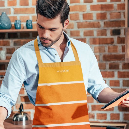 Vet Zonsopgang Rood Sinaasappel Streep Monogram Schort