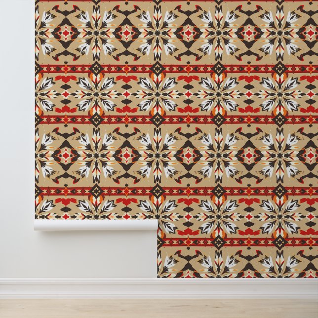 Vet zuidwestelijk geometrisch doezelpatroon behang (Applicatie)