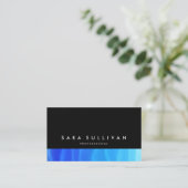 Vet Zwart Abstract Blauw Gradients Visitekaartje (Staand voorkant)