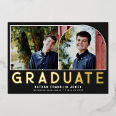 Vet Zwart Afstuderen Boog Foto Folie Uitnodiging (Voorkant)