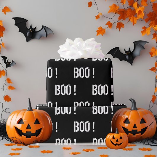Vet zwart "BOO!" Halloween Cadeaupapier