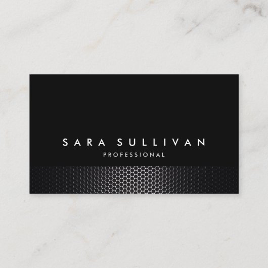 Vet Zwart Donker Metaal Netting Textuur BusinessCa Visitekaartje (Voorkant)