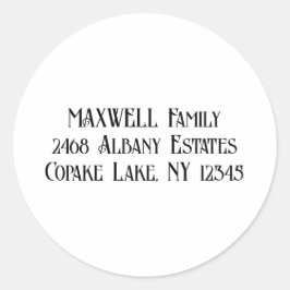 Vet Zwart Elegant Typografie Achternaam Ronde Sticker