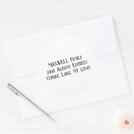 Vet Zwart Elegant Typografie Achternaam Ronde Sticker