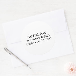 Vet Zwart Elegant Typografie Achternaam Ronde Sticker