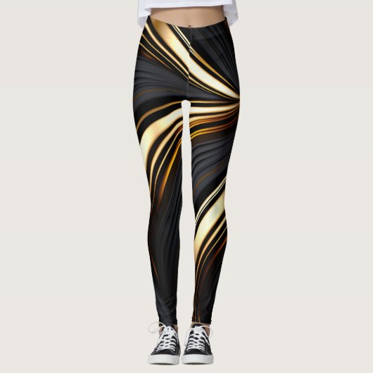 Vet zwart en abstract goud leggings (Voorkant)