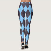 Vet Zwart en Blauw Harlekijn Check Patroon Leggings (Achterkant)